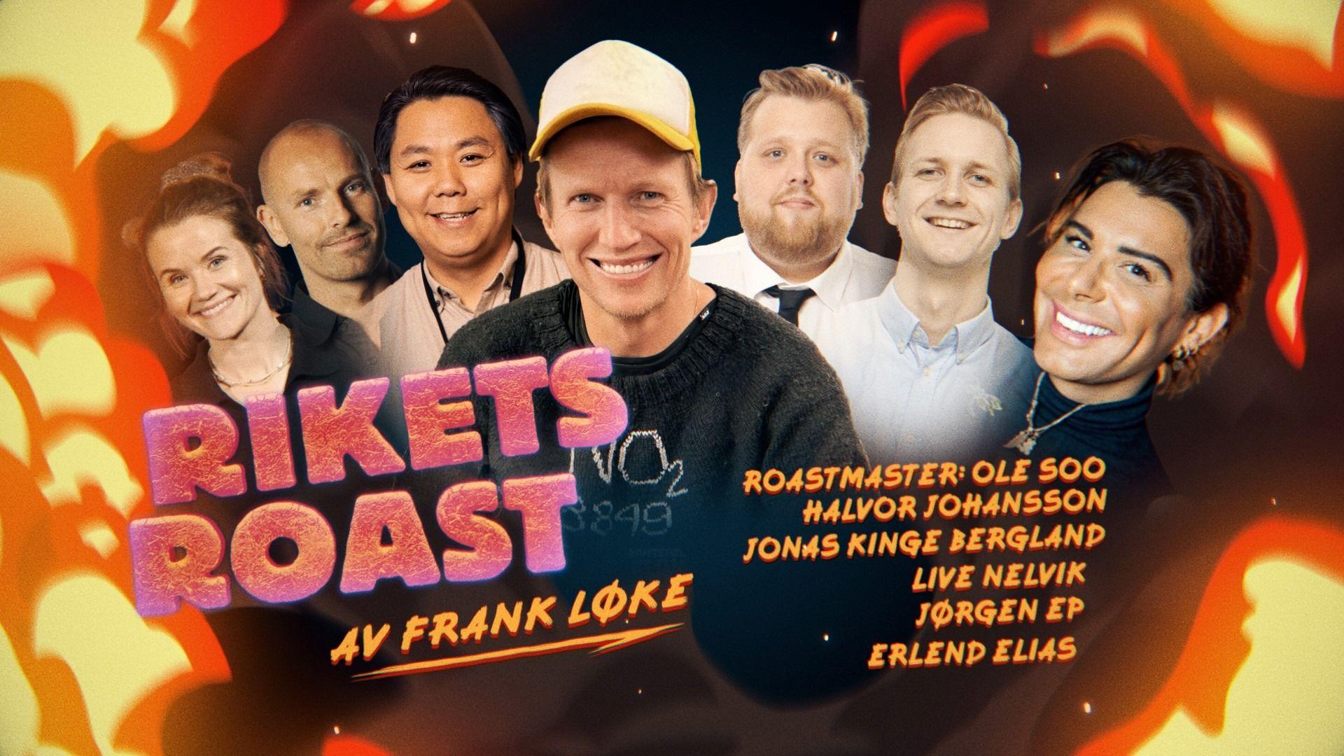 Promotional graphic for Rikets Roast av Frank Løke