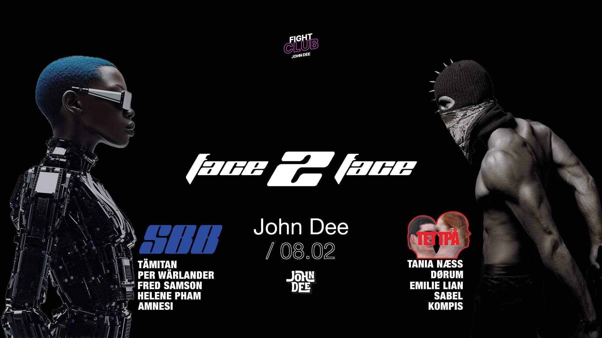 Promotional graphic for Face 2 Face: Streetbackboys vs Tettpå