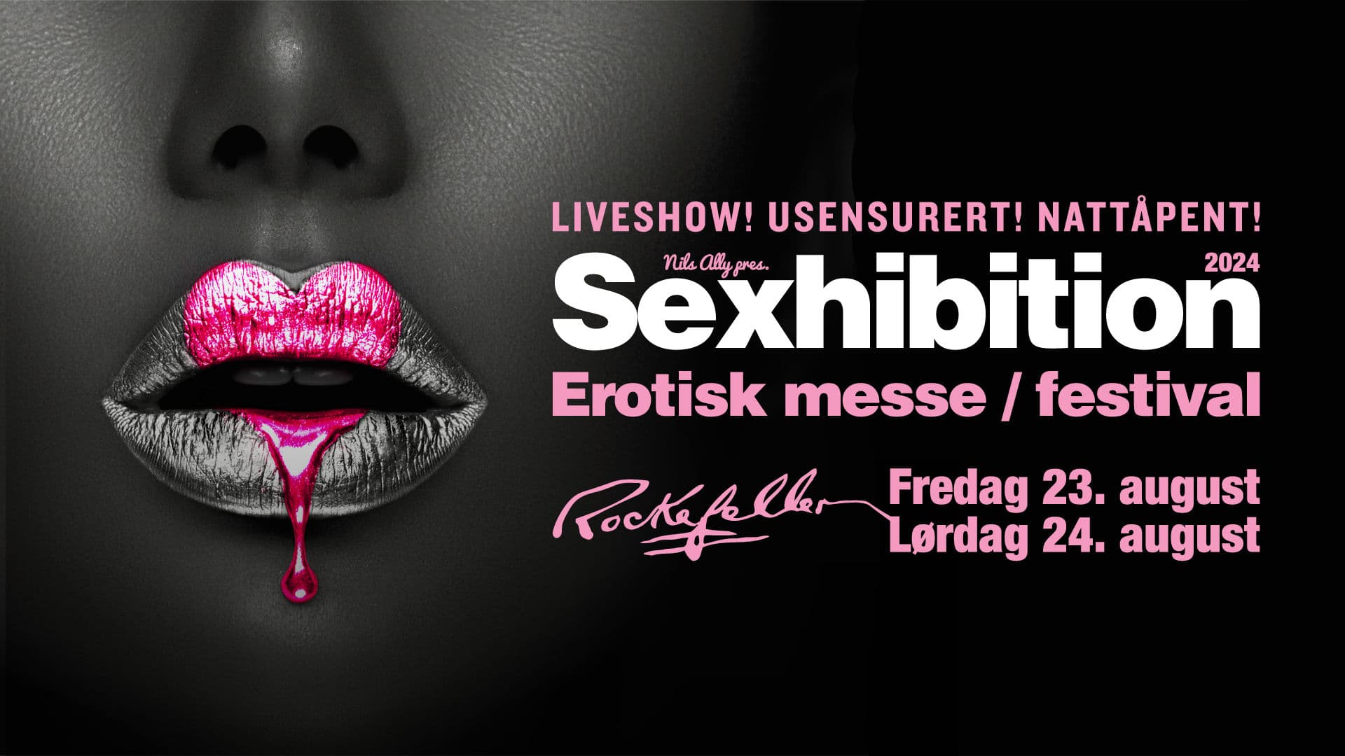 Promotional graphic for Sexhibition 2024 - Fredag