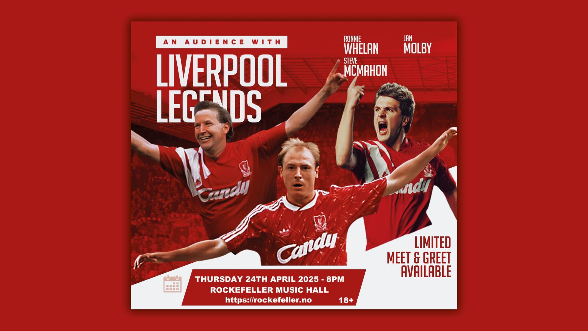 Promotional graphic for An audience with Liverpool Legends - AVLYST