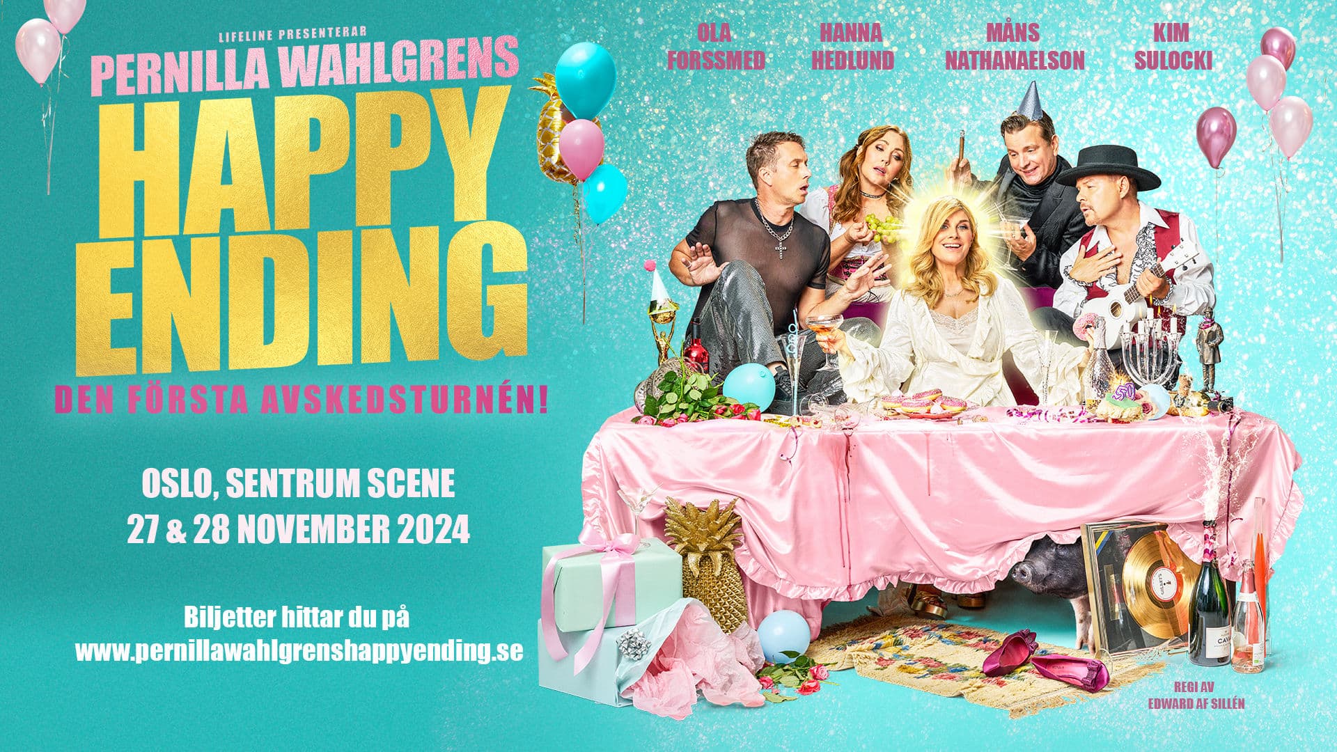 Promotional graphic for Pernilla Wahlgrens Happy Ending 