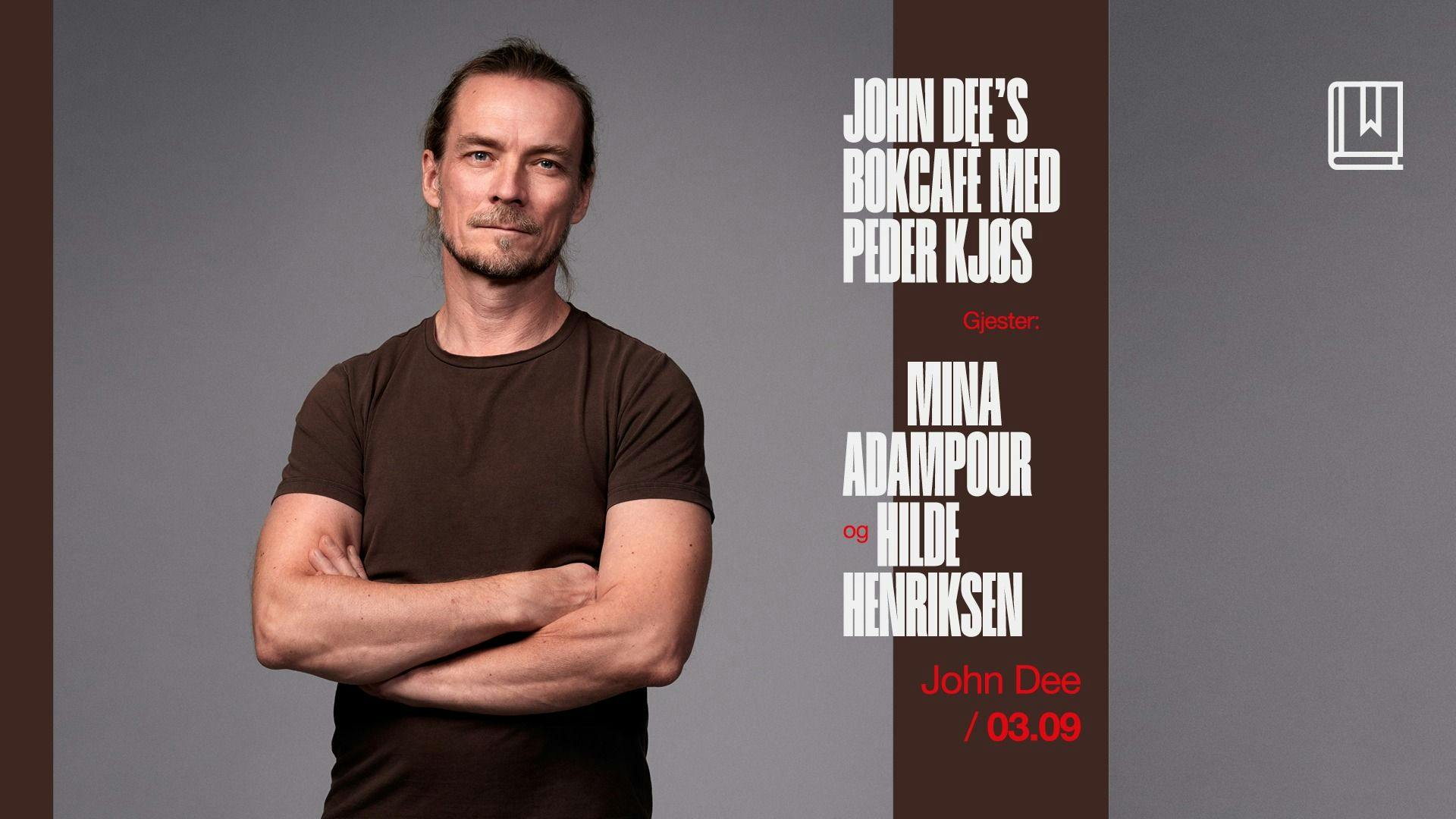 Promotional graphic for John Dee’s Bokcafé med Peder Kjøs